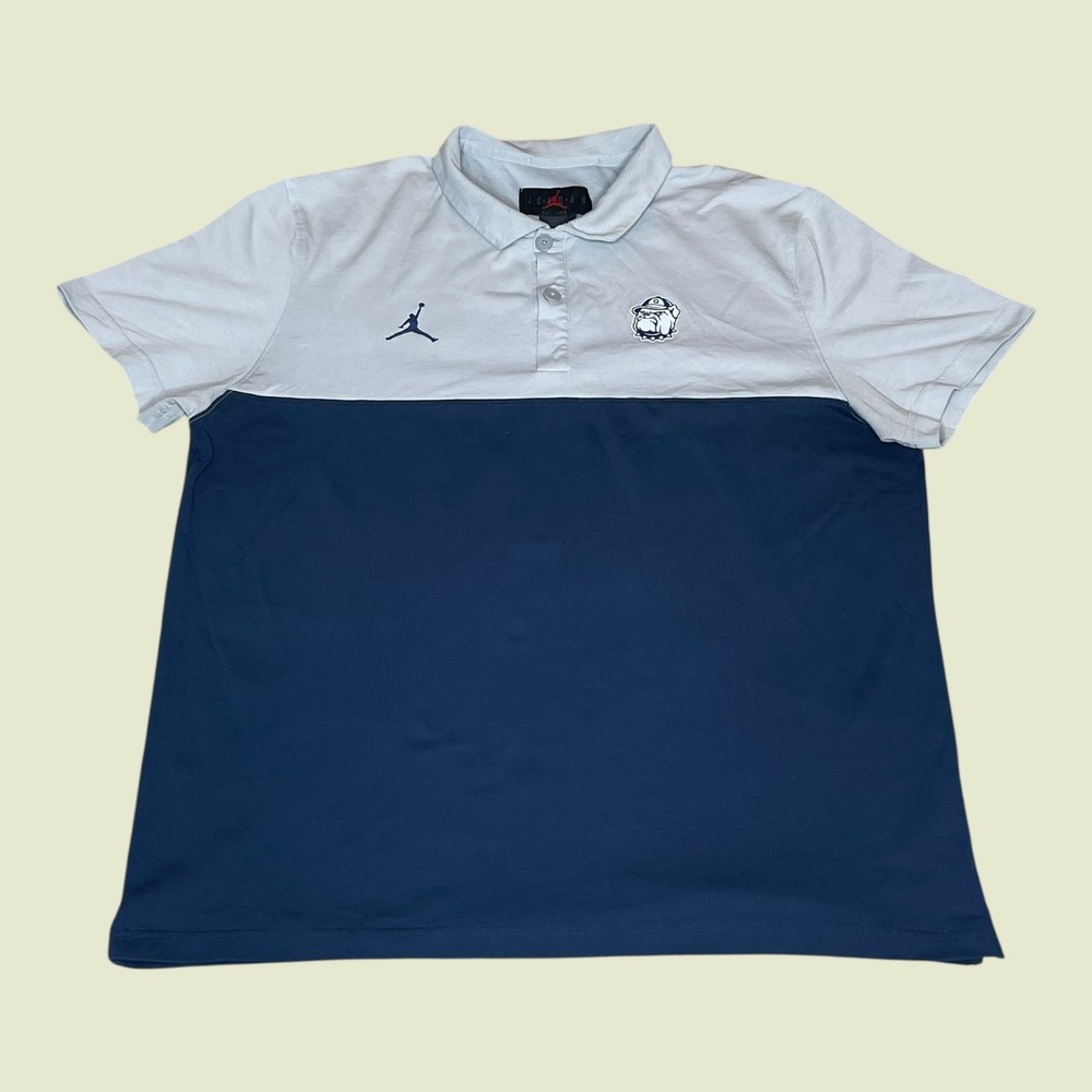 Jordan Nike Georgetown Hoyas Dri-FIT Polo Shirt Mens XL Grey Navy Blue